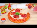 Tasty yummy miniature beef pizza mac cheetos cooking at mini kitchen  fast food recipe