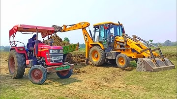 New Jcb 3dx Backhoe Loader Machine Loading Red Mud In Mahindra YUVO 575 DI Tractor | Jcb Video | Jcb