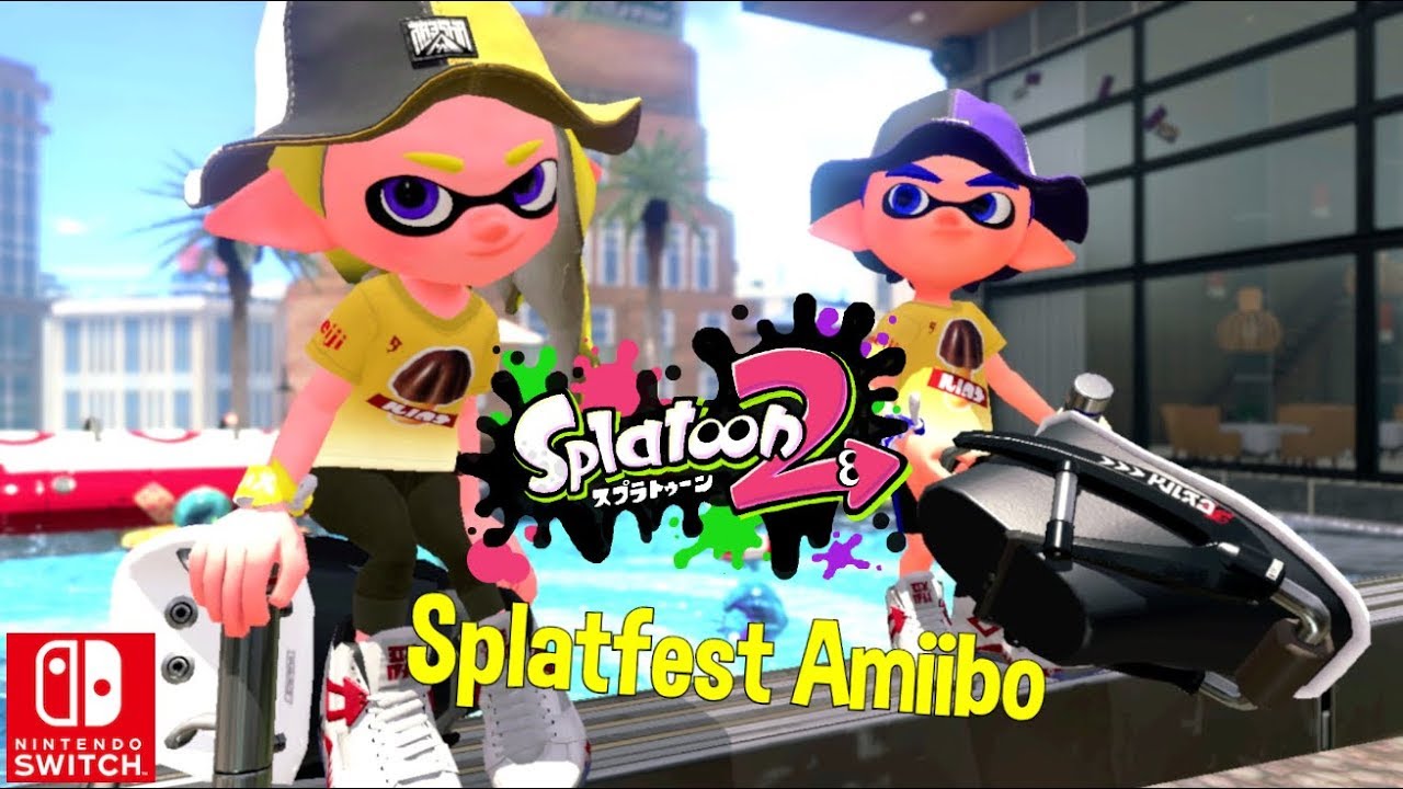 Nintendo Splatoon 2 x Meiji Amiibo take photos with Splatfest Tee Mushroom Mountain Switch