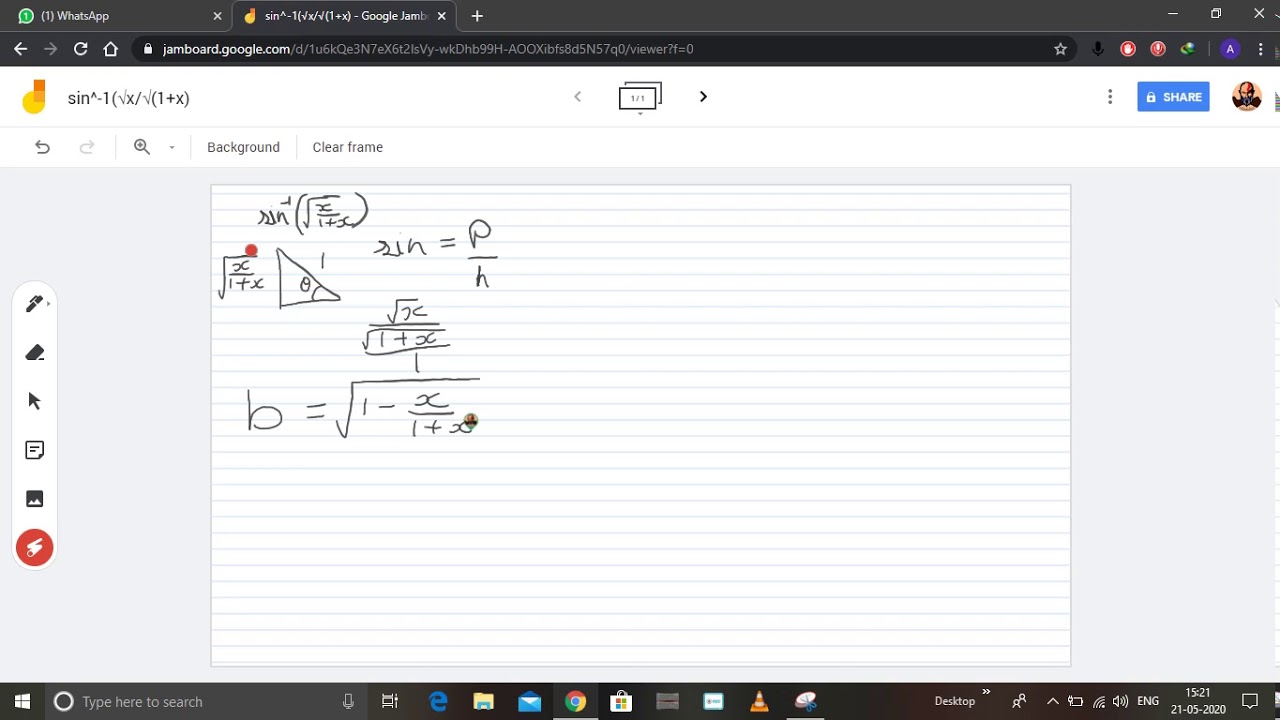 simplify sin^1(√x/√(1+x) YouTube