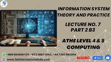Information System Theory and Practice Lecture No. 07 Part 2 B3 ATHE Level 4 & 5 Computing
