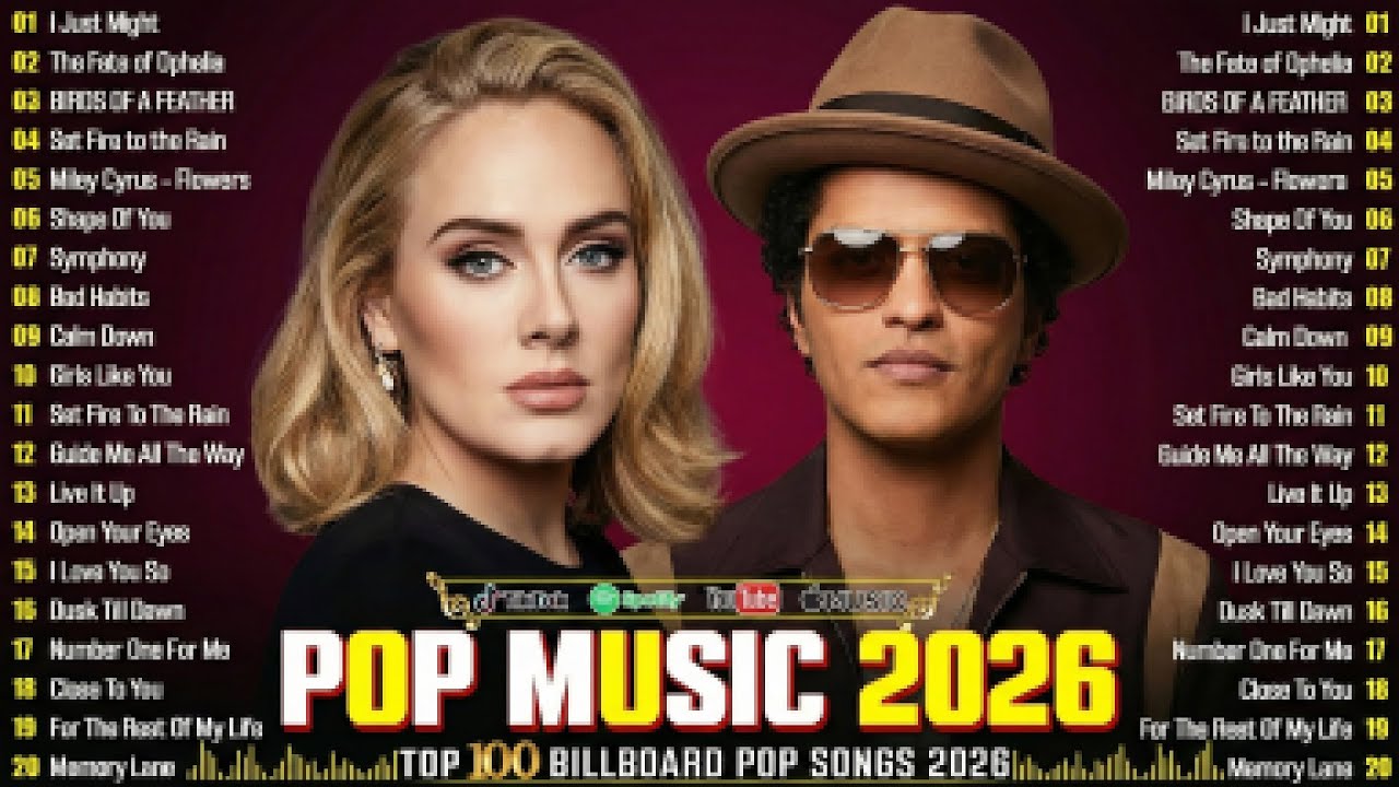 Adele, Taylor Swift, Bruno Mars, Ed Sheeran, Sia, Charlie Puth - Billboard Top 50 This Week New Song