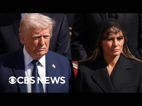 President Trump and first lady Melania Trump arrive at Pope Francis' funeral