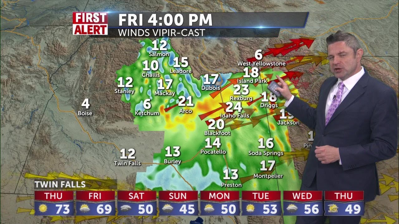 Breezy sunshine and around 68-72 tracking rain and snow for the weekend ...