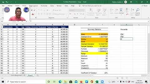 1_Summary Statistics, Coefficient of Variation, and Percentile in Excel