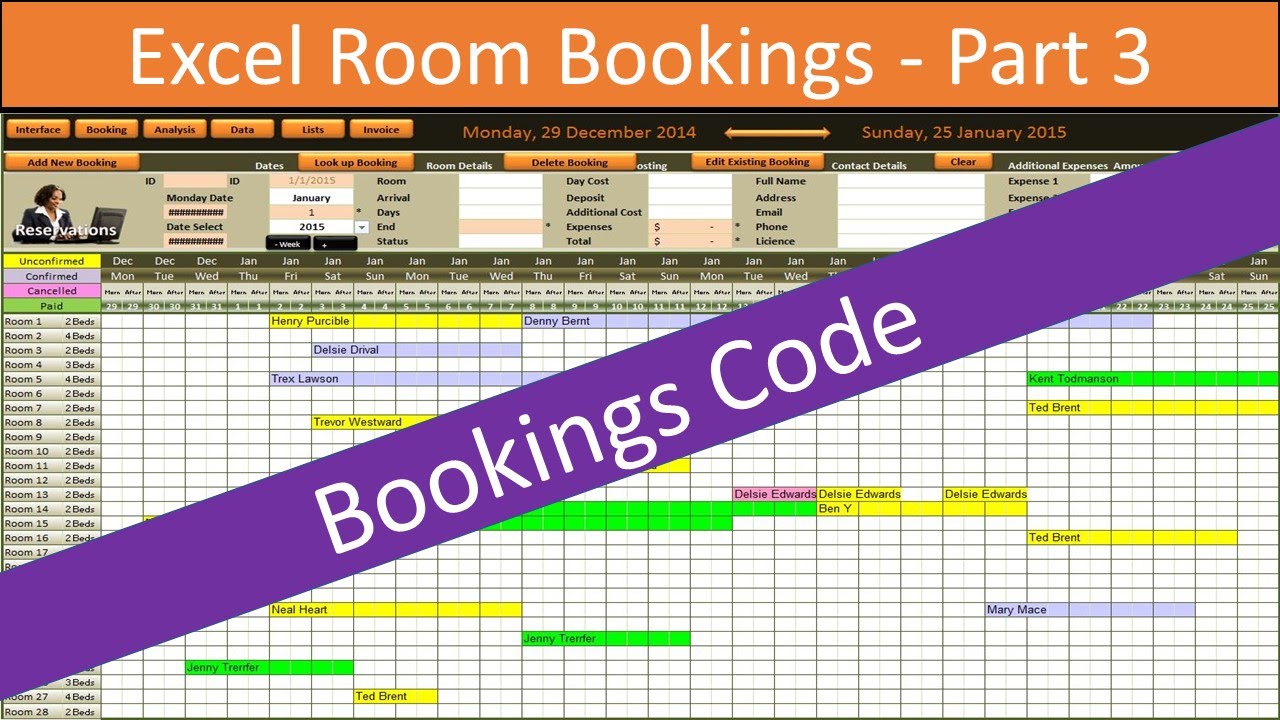 Excel Room Bookings VBA Code - Part 3 - YouTube