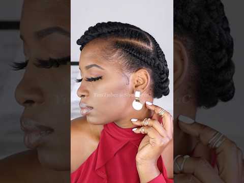 Elegant 4C Pin-Up! 🌸 | No EXTENSION Flat Twist Tutorial | Natural Hair Goals 💞🔥 #Shorts  #hairstyle