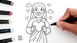 Cómo Dibujar a JESÚS con un CORAZÓN Fácil ❤️ How to Draw JESUS with a HEART Easy Step by Step