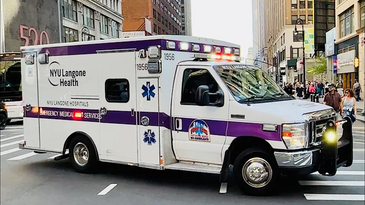NYU LANGONE HEALTH EMS AMBULANCE RESPONDING ON 8TH AVENUE IN HELLS KITCHEN, MANHATTAN, NEW YORK CITY
