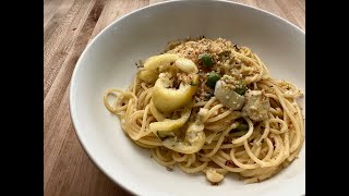WHATS FOR DINNER | LEMONY OLIVE PASTA WITH CRUNCHIES