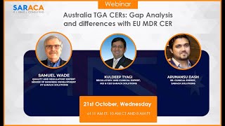 SARACA Solutions Webinar on “Australia TGA CERs Gap Analysis and differences with EU MDR CER”