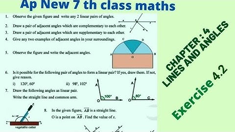 Ap New 7 th class maths,Lines and Angles class 7 exercise 4.2Lines and Angles 7 th class,7 th class