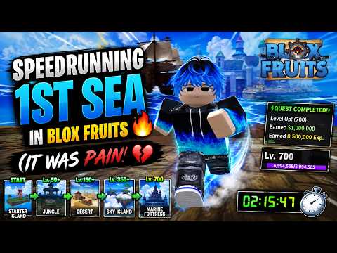 Speedrunning 1st Sea in Blox Fruits 🔥 (pain 💔)