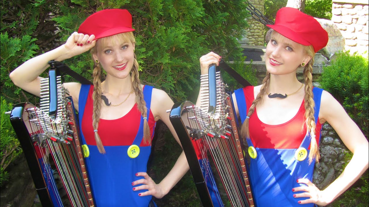 MARIO Medley - Harp Twins - Camille and Kennerly