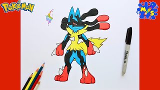 How To Draw Mega Lucario from Pokemon