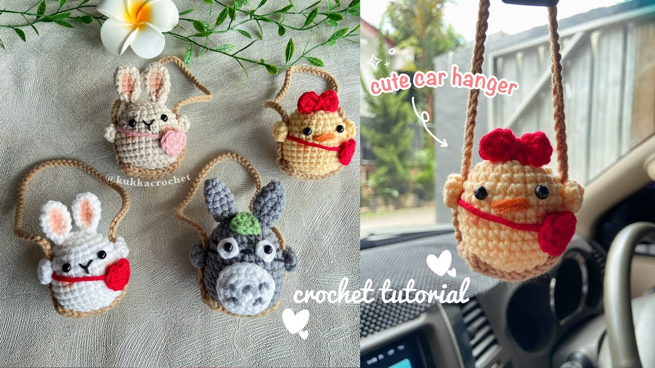 Crochet Car Hanger/Mirror Pendant 🐥 | Chick Bunny Totoro Swinging Car Accessories 🐥 Easy Tutorial