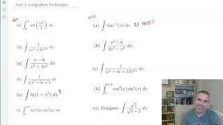 Math 125 Exam 2 Review (part 1): Integration Techniques Thought-Process