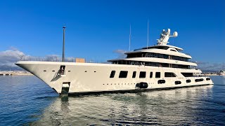 AQUARIUS, $200 Million 92m (302 ft) Superyacht Departing Gibraltar 4K