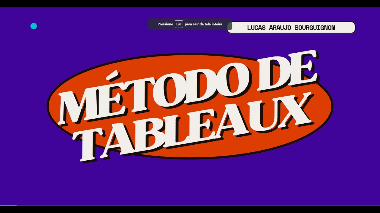 Videoaula Método de Tableaux - YouTube