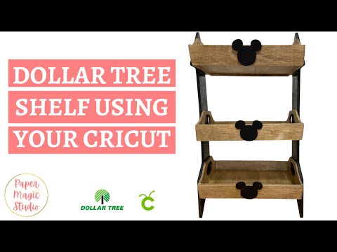 Dollar Tree 3 Tiered Mini Shelf and Cricut Basswood 