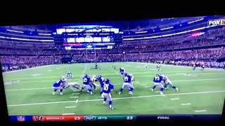 Eli manning throws a interception against the Cowboys 2016