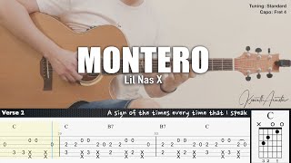 PDF Sample MONTERO (Call Me By Your Name) - Lil Nas X guitar tab & chords by Kenneth Acoustic.