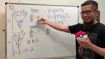 4 Related Rates Examples (moving along a hyperbola, conical water tank, two cars, rising rocket)