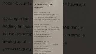 geguritan 'cathetan bubar grimis'karya: irul budiarto