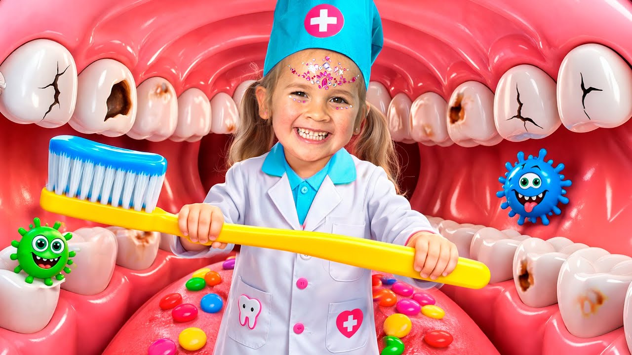 Learn Healthy Teeth Habits - Dentist Visit, Brushing & Braces Care with Maya, Mary & Mia