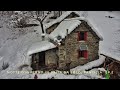 Winter night in a stone cabin alone, under a heavy snowfall. Kitchen on a wood stove. Paniscia. ASMR