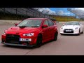 Nissan gtr vs mitsubishi evo fq 400  fifth gear