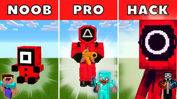 Minecraft Battle: NOOB vs PRO vs HACKER : INSIDE SQUID GAME HOUSE BASE BUILD CHALLENGE ; ) Animation