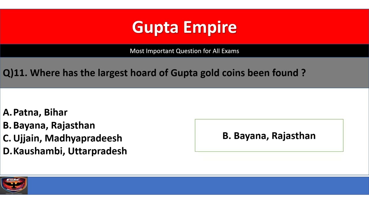 The Gupta Empire part-2| Top 25 MCQ previous year question|gkdhurandar 