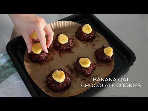 Healthy Banana Oat Chocolate Cookies | Easy 1-Bowl Oatmeal Cookie Recipe | 巧克力香蕉燕麦曲奇 🍌🍫
