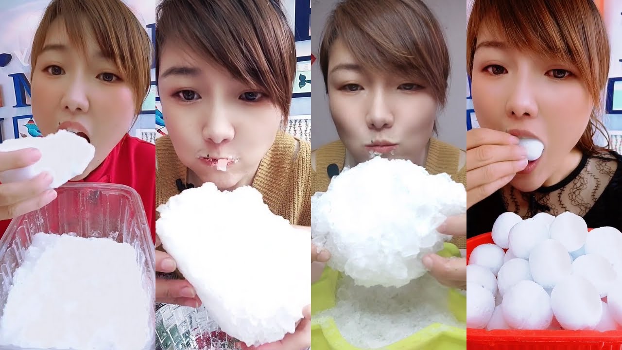 먹방 ASMR 얼음먹방 REFROZEN ICE DRY CRUNCHES SNOWBALL FREEZER FROST EATING 🤍❄️WHITE ICE EATING ASMR 氷
