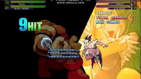 MvC2 Combo Morrigan- Hulk- Ruby Heart 100% Damage Variant