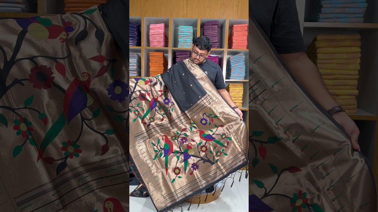 Kanchivaram Paithani Silk Big Parrot Zari Border Saree