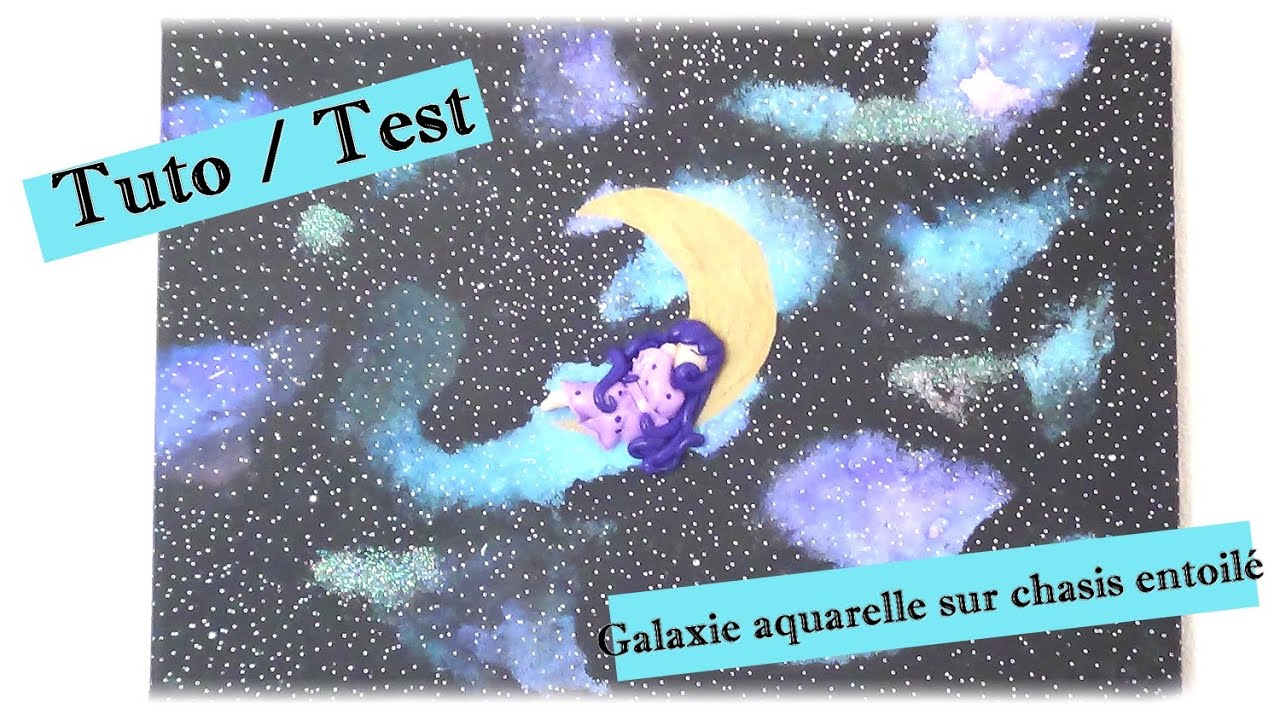 { Tuto / Test } Aquarelle galaxie sur châssis entoilé diya tailors