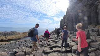 Walking to Fingal's Cave from Staffa Island's landing Jetty.  Scotland - 12/08/2025 - Insta360 X5 8K
