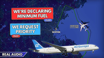 Pilot declares minimum fuel and requests priority at Boston Airport. Real ATC
