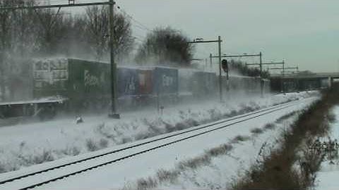 Black Baureihe 189 electric locomotive ERS Railways with a Container Train in snow