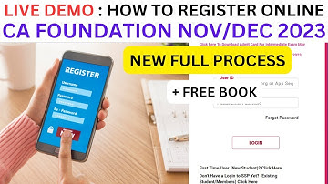 Live Demo :- How To Online Register CA Foundation Nov/ Dec 2023 |How to Become CA Step By step guide