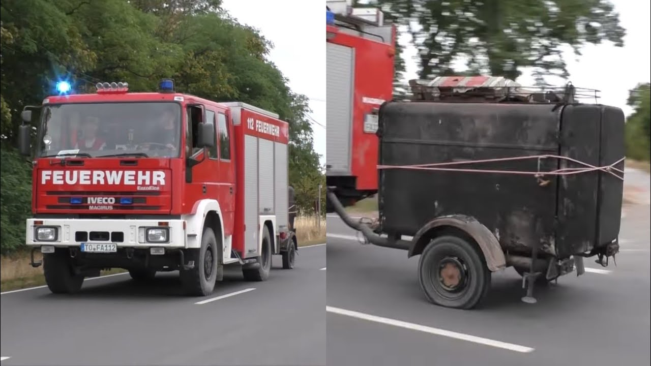[FEUERWEHR ANHÄNGER ABGEBRANNT] LF8/6 FF Arzberg zieht zerstörten