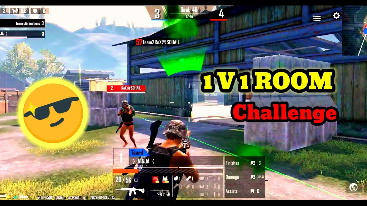 1v1 custom challenge BGMI || BGMI 1 v 1 room challenge 