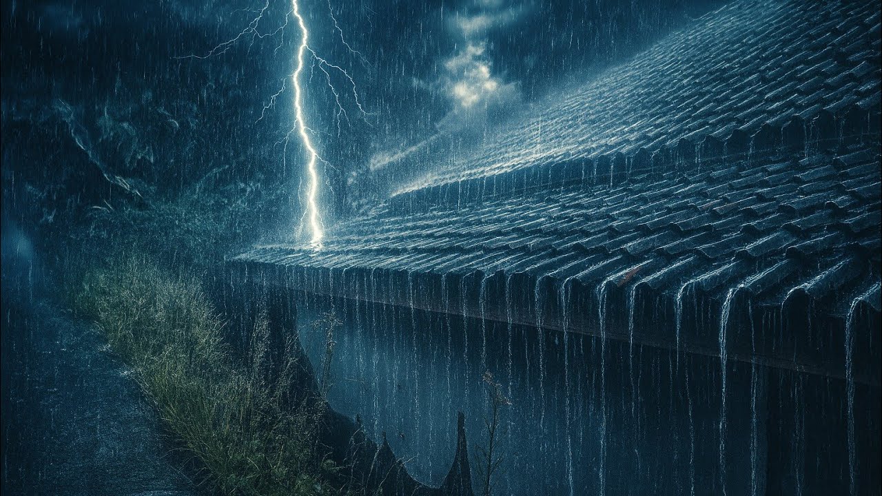 Intense Rain on Roof & Rolling Thunder ⛈️ Deep Sleep Sounds