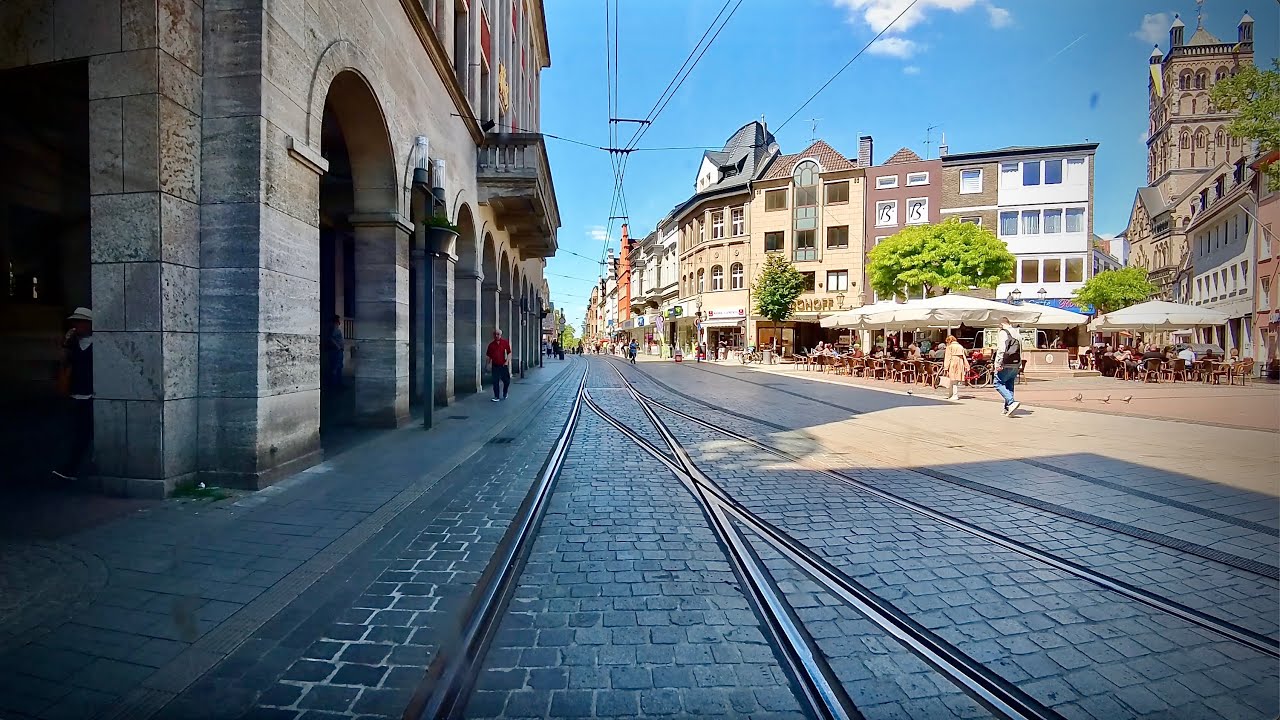 Rheinbahn U709 Full Ride：Neuss to Düsseldorf 🚊 Germany Light Rail-POV Rheinbahn Nuess City Walking