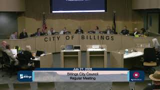 Billings City Council Regular Meeting - July 27, 2026