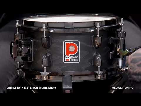Premier Artist 10" x 5.5" Birch Snare Drum, Stealth Black
