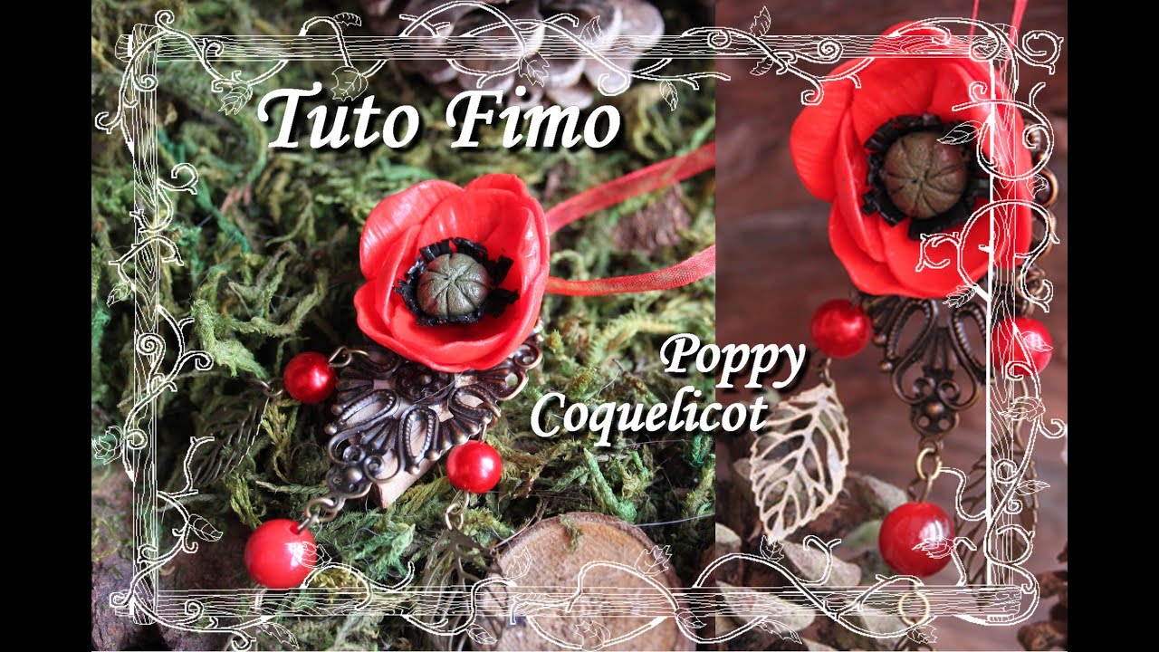 [♥ Tuto Fimo fleur : Coquelicot ♥] ~ [♥ Polymer Clay Tutorial flower ...