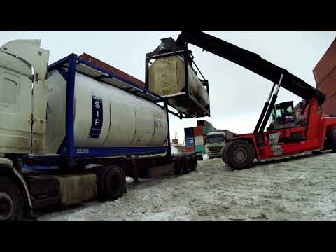 Дальнобой Перевозка Танк Контейнера Опасно Гололед Снегопад